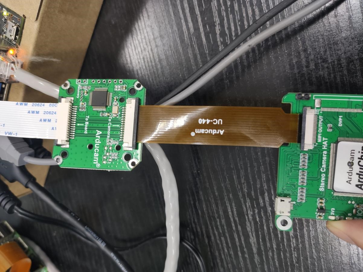 Connect the Jetvariety adapter board to the stereo camera HAT