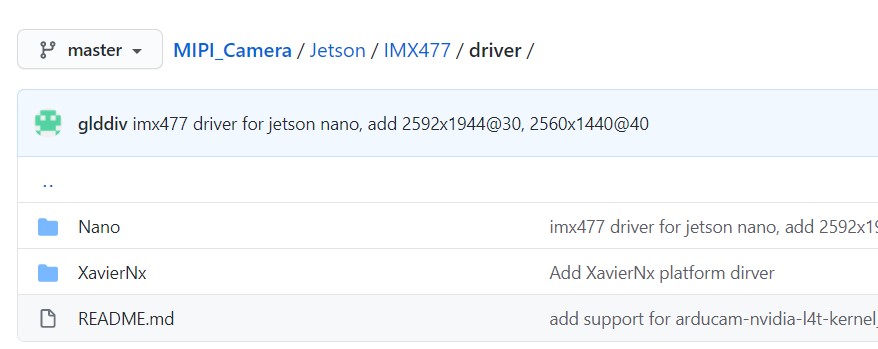 Jetson nano xavier nx camera driver folder