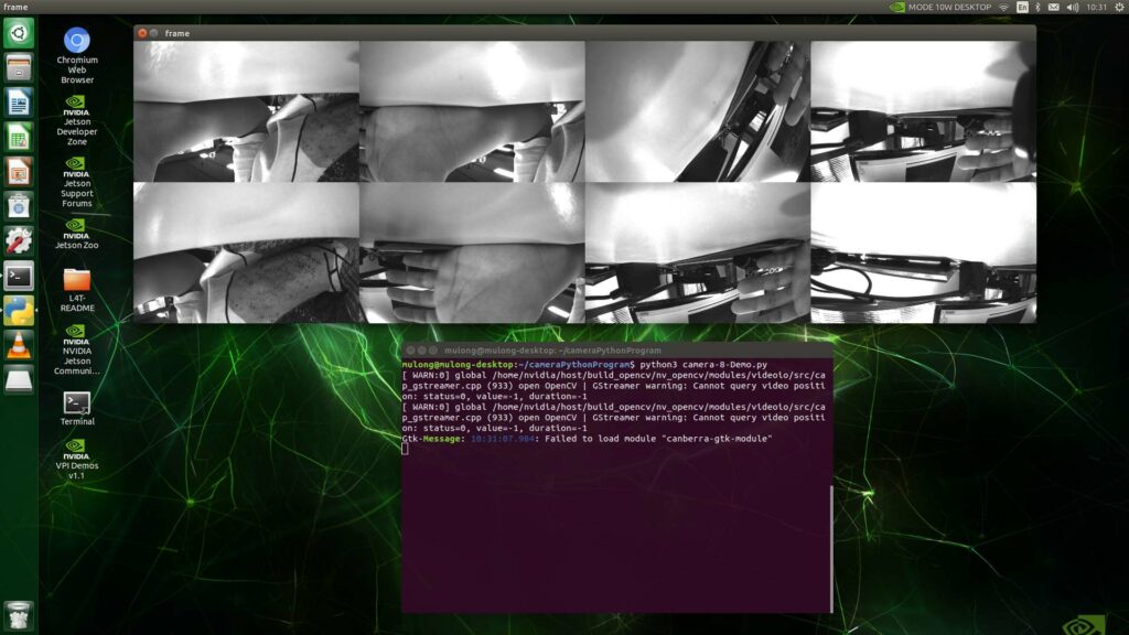 screenshot of Jetpack showing live preview from the 8 camera modules f