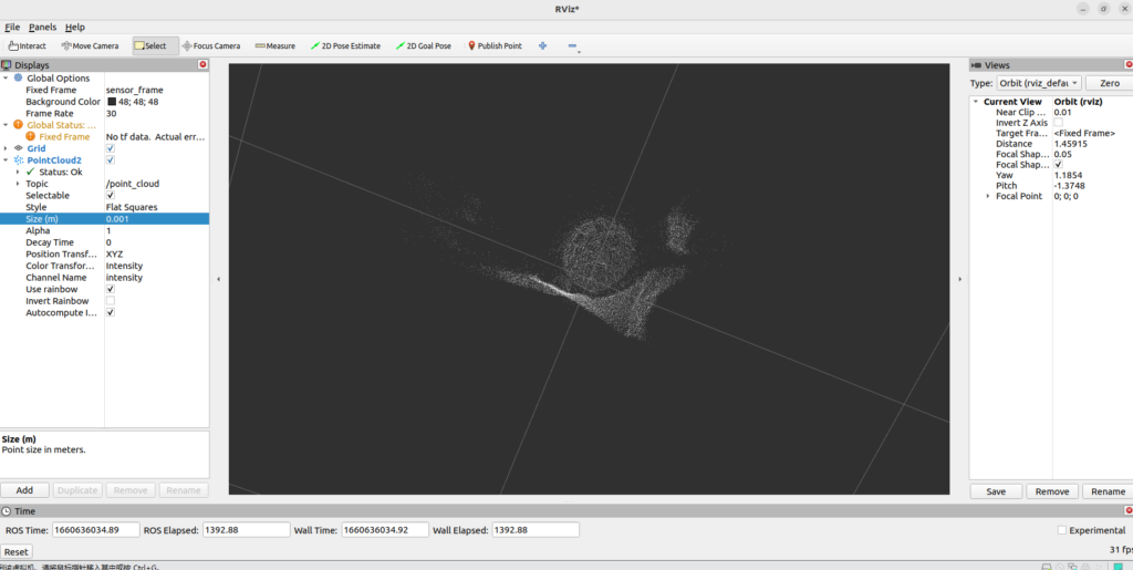 point cloud preview with rviz2 on ROS2