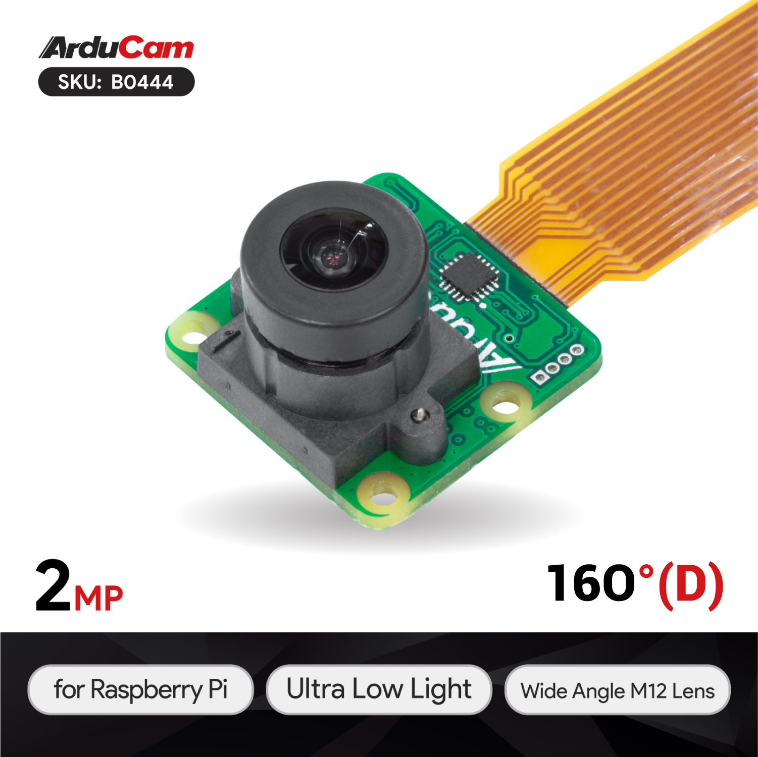 2MP IMX462 Color Ultra Low Light STARVIS Camera Module with 141°(H)  Wide-Angle M12 Lens for Raspberry Pi - Arducam