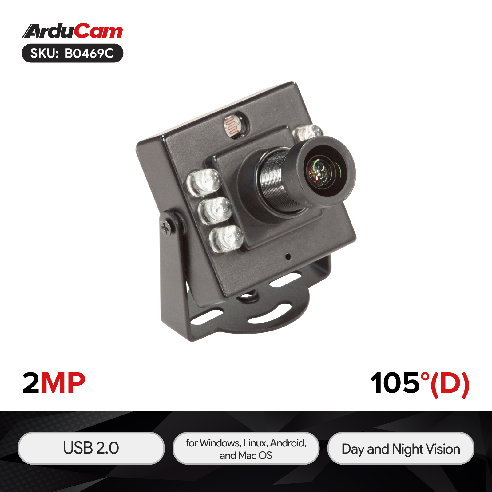  Arducam 1080P Day & Night Vision USB Camera for