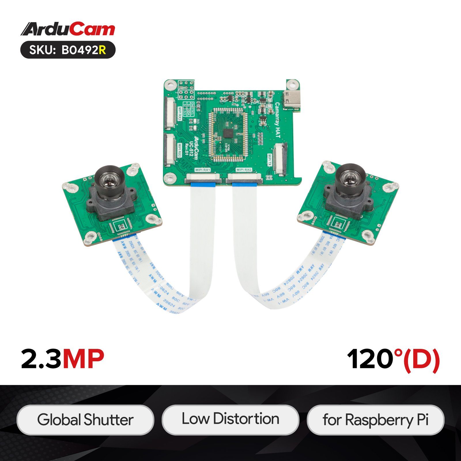 Arducam 2.3MP*2 AR0234 Color Global Shutter Synchronized Stereo Camera  Bundle Kit for Raspberry Pi - Arducam